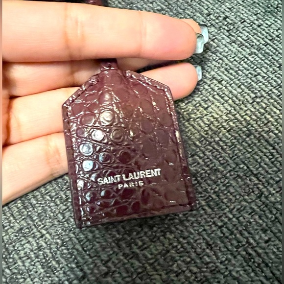 Saint Laurent YSL Burgundy Croc Medium Sunset Leather Bag - Picture 8 of 12